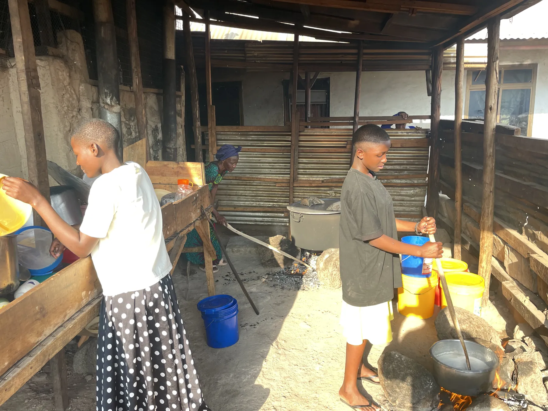 Cooking lunch at Watoto Wa Africa